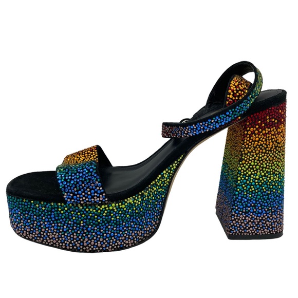 NWOB Larroudé Dolly Crystal Platform Ankle-Strap Sandals - Sz 9 - Picture 7 of 12